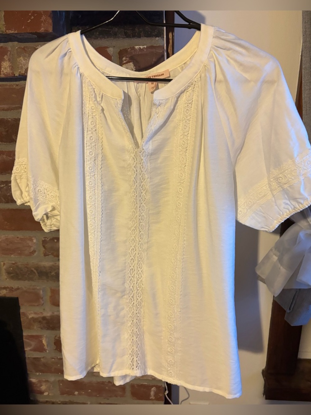 Light Lace-Trim White Blouse - Feminine Everyday Top